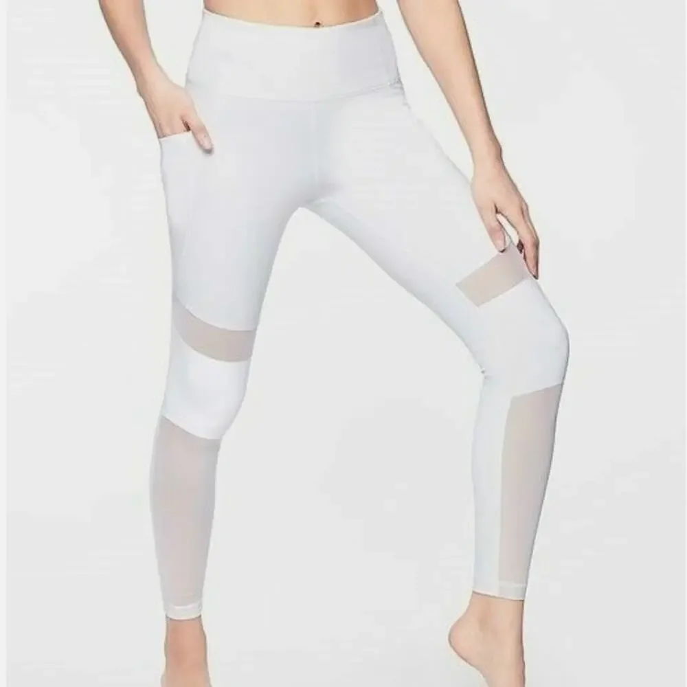 ATHLETA White Meshblock Pocket Pura Tight Active Yoga Workout Leggings Size S‎